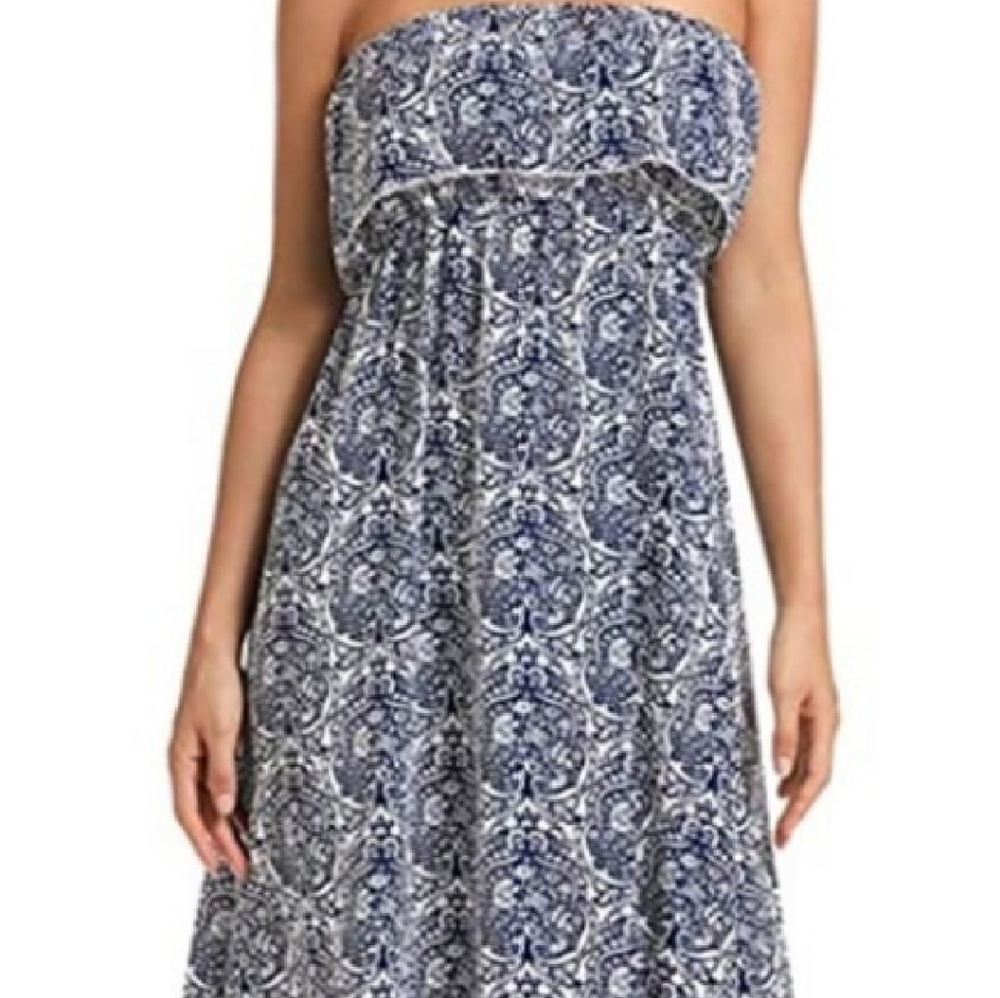 Strapless white & blue maxi dress New with tags